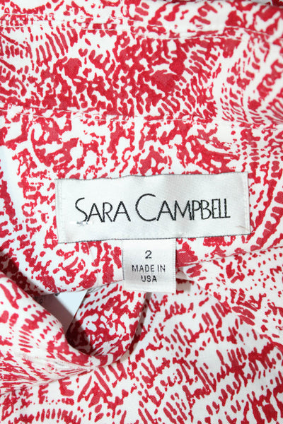 Sara Campbell Women Shirt Dress Red Paisley Sleeveless Knee Size 2