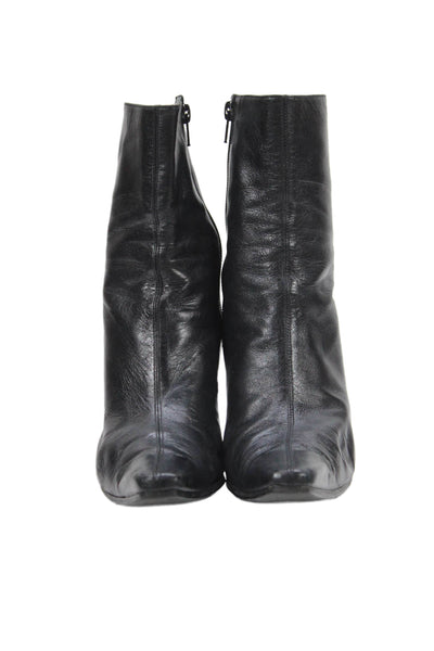Stuart Weitzman Womens Leather Zippered High Heeled Ankle Boots Black Size 9