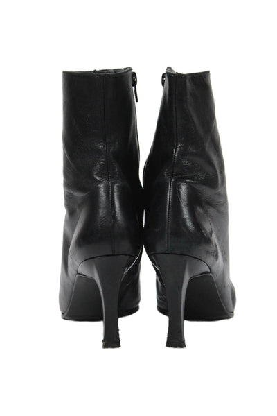Stuart Weitzman Womens Leather Zippered High Heeled Ankle Boots Black Size 9