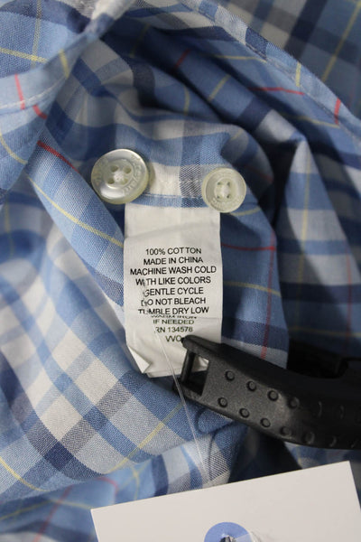 Vineyard Vines Mens Plaid Slim Fit Whale Button Down Shirt Blue Size Large