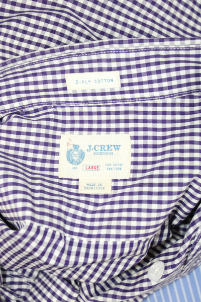 J Crew Mens Button-Down Dress Shirt Purple Check 100% Cotton Size L