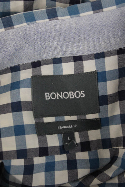 Bonobos Mens Button-Down Check Cotton Dress Shirt Long Sleeve Size L