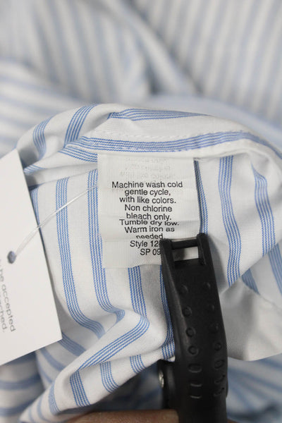 J Crew Mens Point Collar Striped Cotton Button-Up Shirt Light Blue Size L