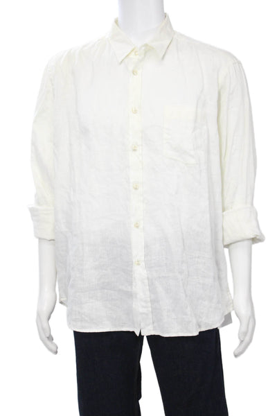 Vilebrequin Mens Linen Button Down Shirt White Size Extra Extra Large