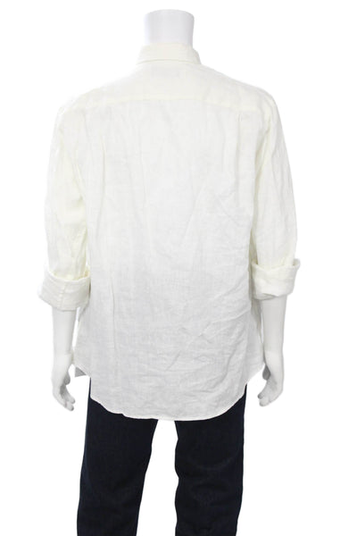 Vilebrequin Mens Linen Button Down Shirt White Size Extra Extra Large