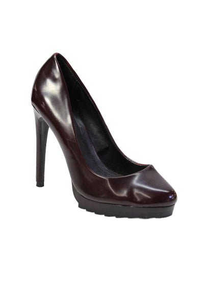 Zara Trafaluc Womens Patent Leather Platform Pumps Wine Red Size 40 10