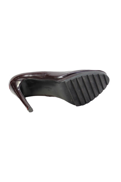 Zara Trafaluc Womens Patent Leather Platform Pumps Wine Red Size 40 10