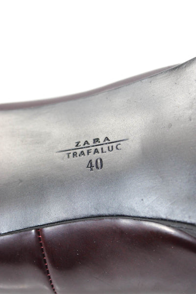 Zara Trafaluc Womens Patent Leather Platform Pumps Wine Red Size 40 10