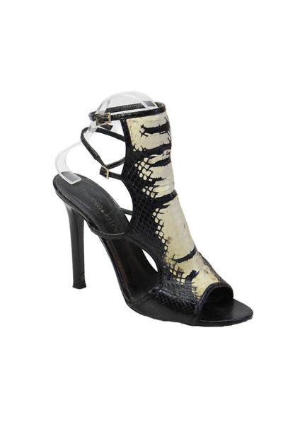 Tamara Mellon Womens Snakeskin Print Slingbacks Sandals Black Size 39.5 9.5
