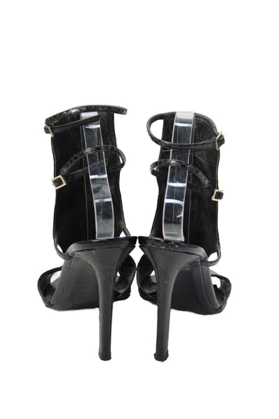 Tamara Mellon Womens Snakeskin Print Slingbacks Sandals Black Size 39.5 9.5