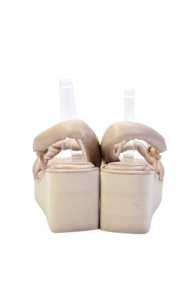 Equitare Womens Leather Plaform Slingbacks Wedge Sandals Beige Size 40 10
