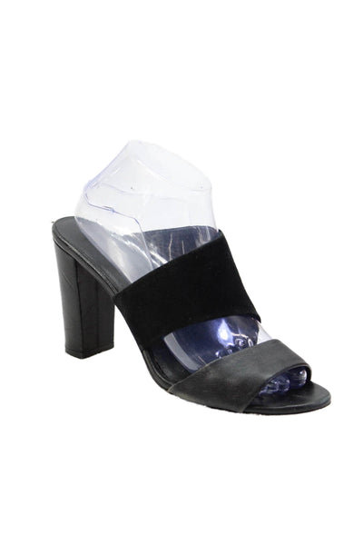 Vince Womens Suede Strappy Slide On Sandal Heels Black Size 9 Medium