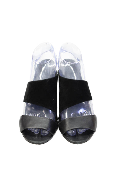 Vince Womens Suede Strappy Slide On Sandal Heels Black Size 9 Medium