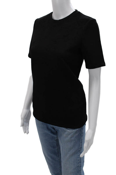 Zara Womens Basic Black Short Sleeve Crew Neck Polyester T-Shirt Size S