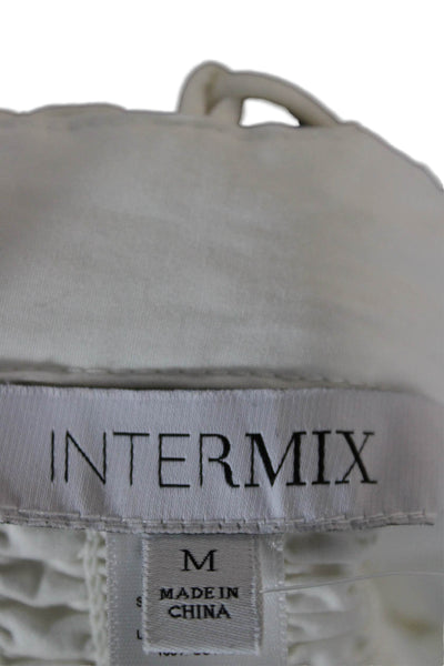 Intermix Womens Cropped Cotton Blouse White Square Neck 3/4 Sleeve Boho Size M