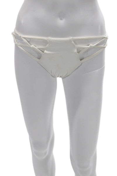 Sauvage California Womens White Nylon Blend Solid Swim Bottoms Size L