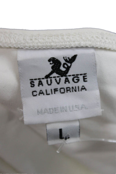 Sauvage California Womens White Nylon Blend Solid Swim Bottoms Size L
