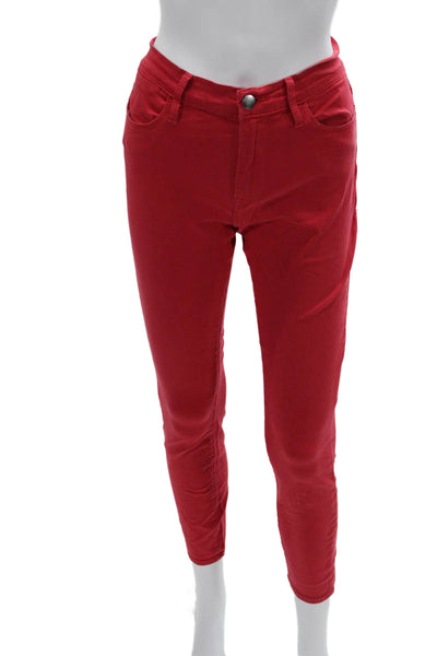 Frame Denim Womens Red High Rise Ankle Cropped Jeans Size 27