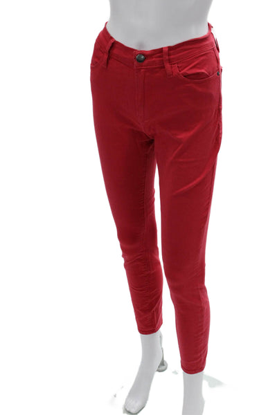Frame Denim Womens Red High Rise Ankle Cropped Jeans Size 27