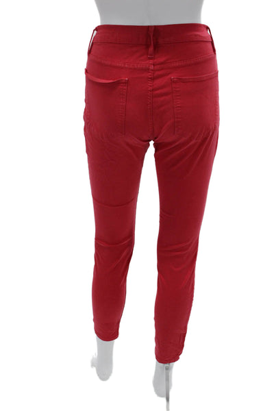 Frame Denim Womens Red High Rise Ankle Cropped Jeans Size 27