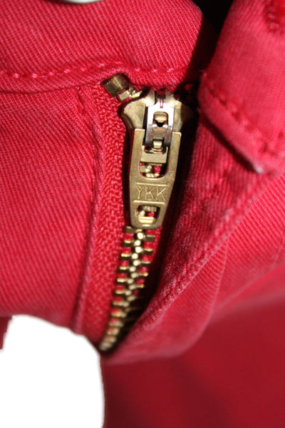 Frame Denim Womens Red High Rise Ankle Cropped Jeans Size 27