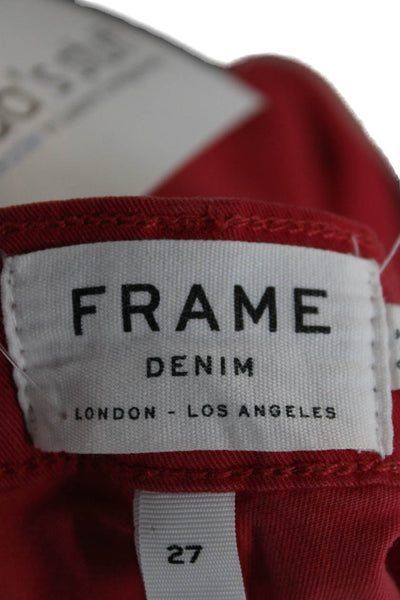 Frame Denim Womens Red High Rise Ankle Cropped Jeans Size 27