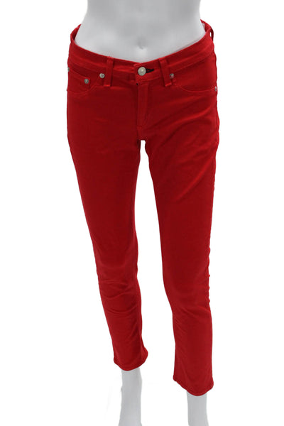 Rag & Bone Jean Women Ankle Cropped Red Mid Rise Jeans Size 27