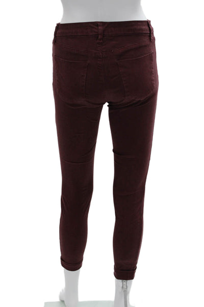 J Brand Womens Ankle Cropped Jeggings Brown Mid Rise Size 26