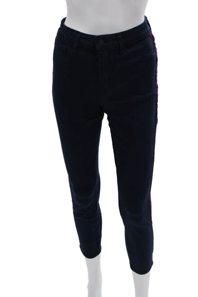 L Agence Womens High Rise Cropped Ankle Jeans Dark Blue Designer Size 27