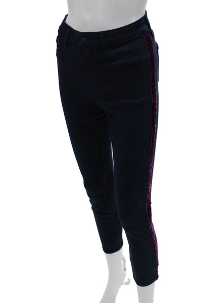 L Agence Womens High Rise Cropped Ankle Jeans Dark Blue Designer Size 27