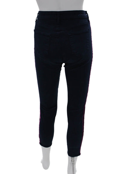 L Agence Womens High Rise Cropped Ankle Jeans Dark Blue Designer Size 27