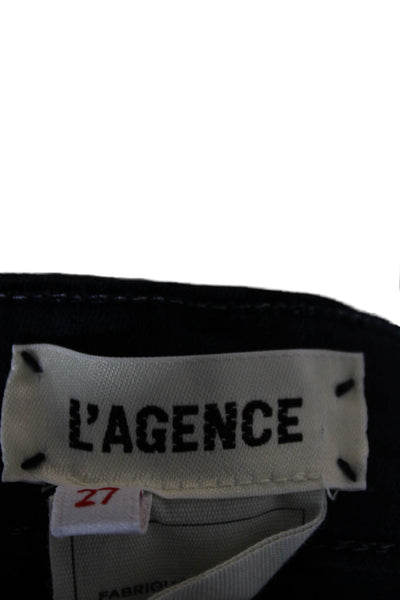L Agence Womens High Rise Cropped Ankle Jeans Dark Blue Designer Size 27