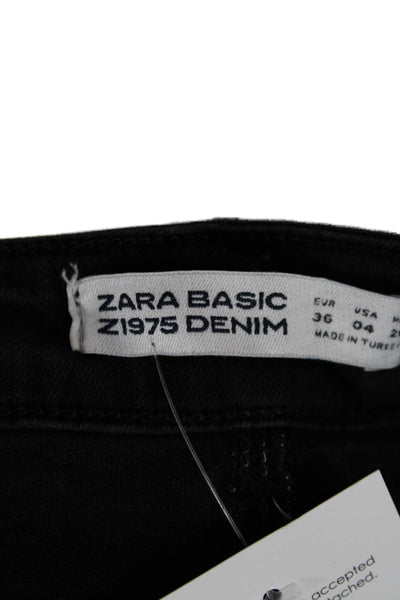 Zara Women Skinny Jeggings Black 100% Cotton Mid Rise Size 4