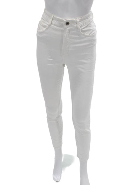 Zara Women Ankle Skinny Jeans White Mid Rise Cotton Size 4