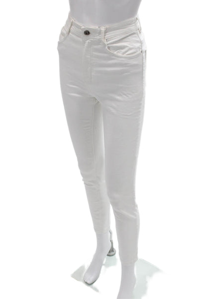 Zara Women Ankle Skinny Jeans White Mid Rise Cotton Size 4