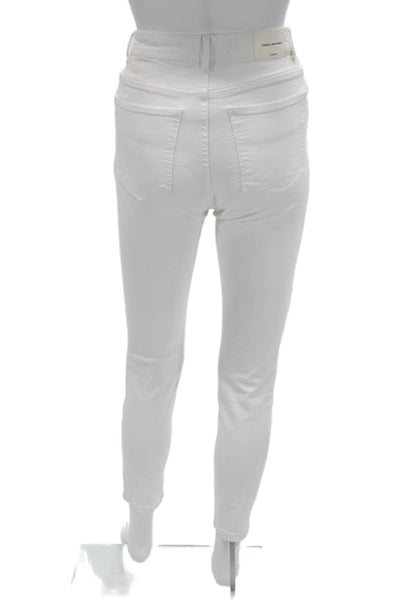 Zara Women Ankle Skinny Jeans White Mid Rise Cotton Size 4