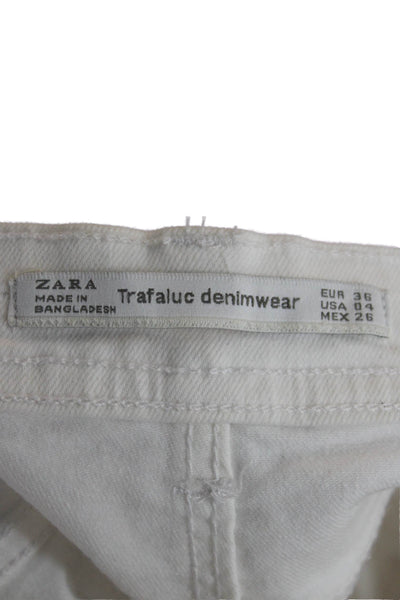 Zara Women Ankle Skinny Jeans White Mid Rise Cotton Size 4