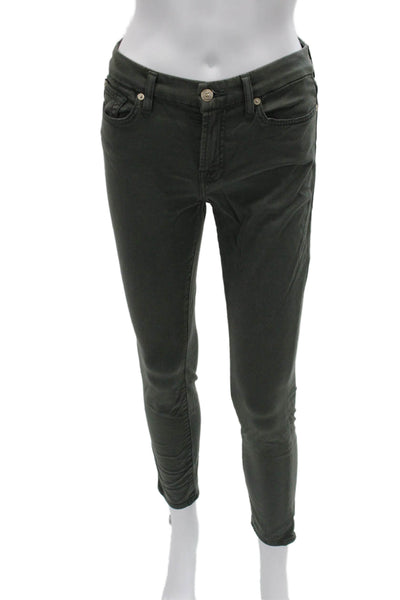 7 For All Mankind Women Dark Gray Cropped Ankle Jeans Mid Rise Size 27