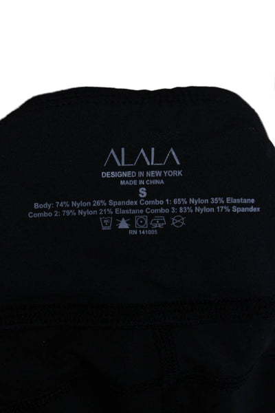 ALALA Womens Black Ankle Leggings Zip Closure Size S