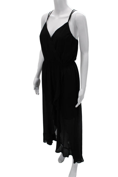 Twinset Women Black Maxi Wrap Dress Sleeveless V-Neck Size 42