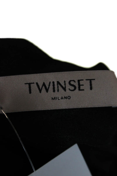 Twinset Women Black Maxi Wrap Dress Sleeveless V-Neck Size 42