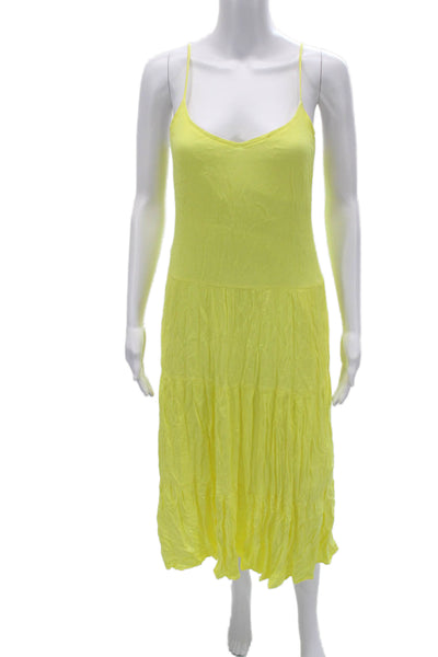1. State Womens Slip Dress Sundress Yellow V-Neck Knee Length Rayon Size M