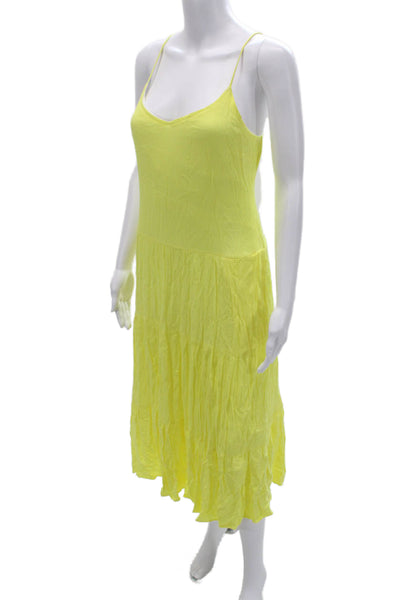 1. State Womens Slip Dress Sundress Yellow V-Neck Knee Length Rayon Size M