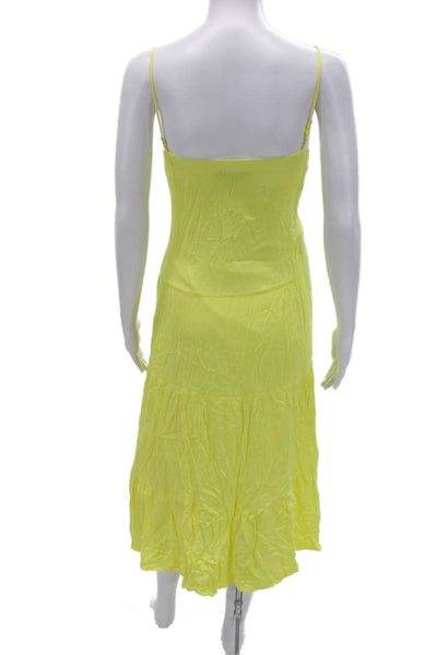 1. State Womens Slip Dress Sundress Yellow V-Neck Knee Length Rayon Size M