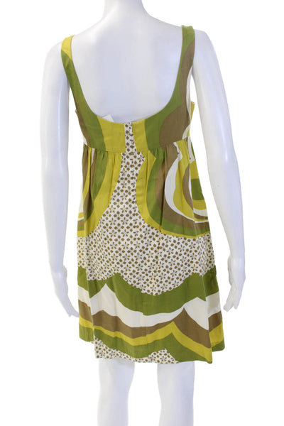Trina Turk Women Sleeveless Sundress Brown Cotton Square Neck Geometric Size 2
