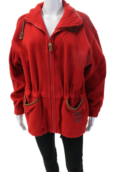Killy Women Red 90s High Neck Drawstring Jacket Long Sleeve Size S