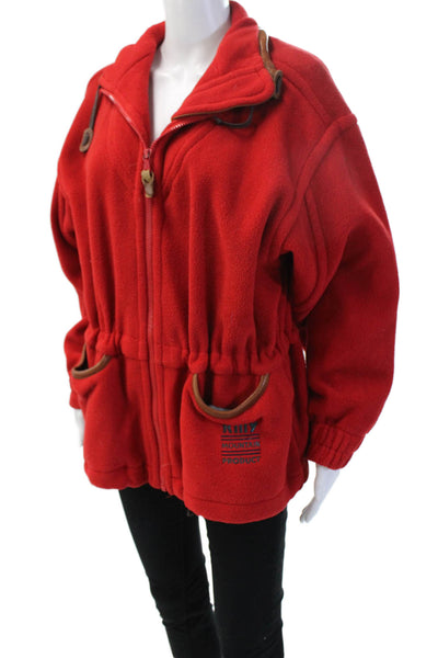Killy Women Red 90s High Neck Drawstring Jacket Long Sleeve Size S