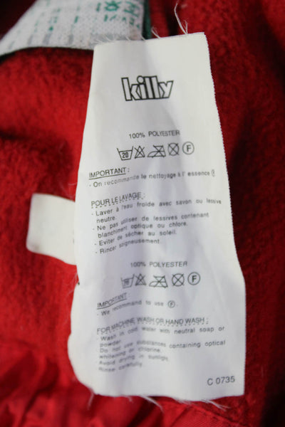 Killy Women Red 90s High Neck Drawstring Jacket Long Sleeve Size S