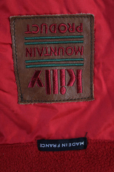 Killy Women Red 90s High Neck Drawstring Jacket Long Sleeve Size S