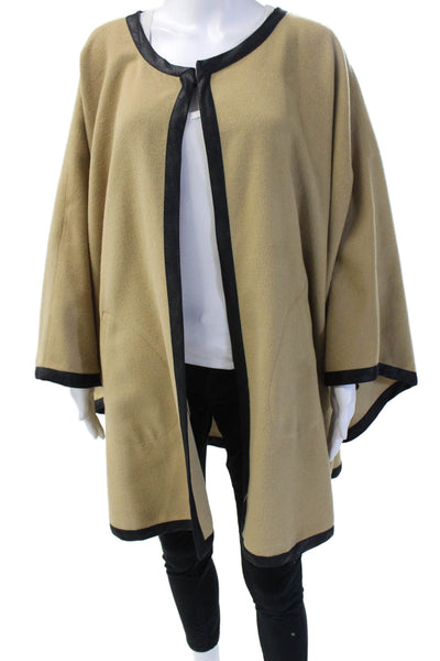 Soft Surroundings Women Cape Beige Round Neck Hook Eye Solid Classic Size XS